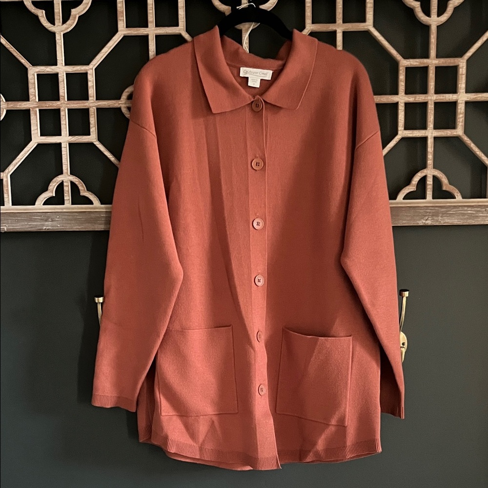 Coldwater Creek Terracotta Long Cardigan Blazer